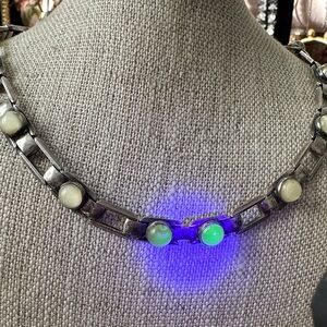 Uranium Glass and Sterling Silver Necklace